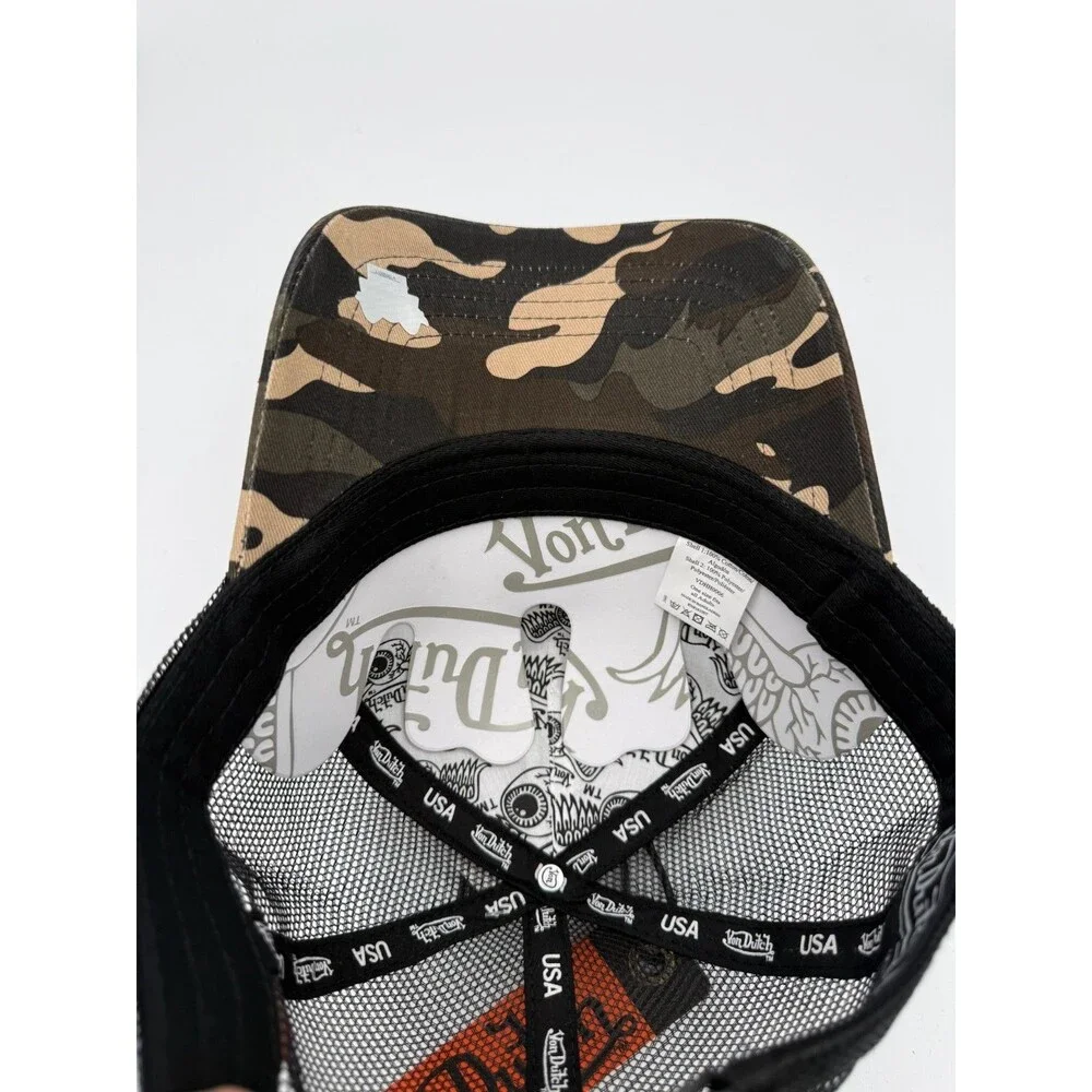 Von Dutch Black/Brown/Tan Camo Trucker Hat Adjustable Mesh Back One Size Unisex
